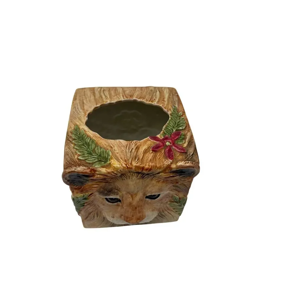 Vtg Fitz and Floyd Serengeti Collection Lion Ceramic Tissue Box Holder Rare